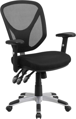 Sam Mid-Back Black Mesh Multifunction Swivel Ergonomic Task Office Chair with Ad