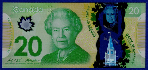 Canada $20 2012 P-108b / BC-71b "Prefix FZK" UNC Polymer - Queen Elizabeth II - Picture 2 of 3