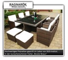 RAGNARÖK POLY-RATTAN GARTENMÖBEL  6+4 BRAUN GARTEN-GARNITUR MÖBEL ALU DINING