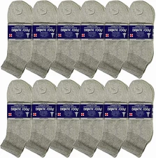 3-12 Pairs Mens Circulatory Diabetic Health Ankle/Quarter Gray Socks Size 9-15