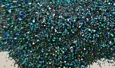 Black Aqua Blue Holographic Metal Flake Glitter .015 Square Automotive Crafting