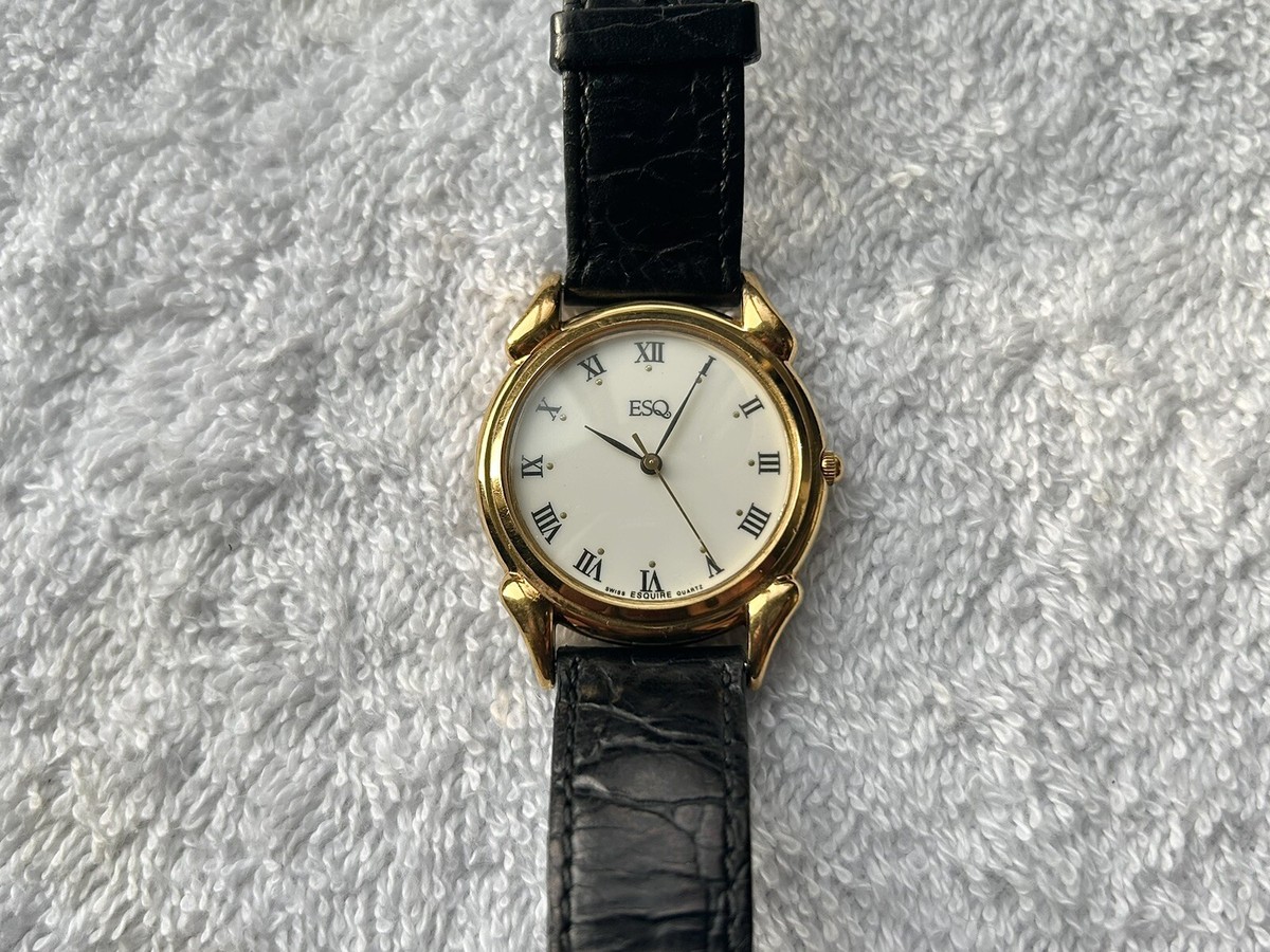 Vintage ESQ by Movado 1990s Gold Plated Fancy Lugs Quartz Swiss