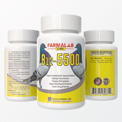 B12 5500 para Palomas  Pigeon Vitamin Supplement 60 Tablets Farmalab Energia