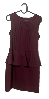 H & M Burgundy Sheath Dress Sleeveless Waist Ruffle Pleated Womens Size 6 |  eBay