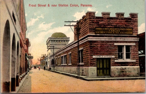 Here's the definitely fireproof station of the Panama Railroad, built by the U.S. government after it bought the railroad in 1902 from the d