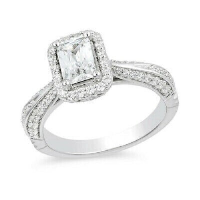1Ct White Emerald Cut CZ Engagement Wedding Ring In Solid 925 Sterling Silver