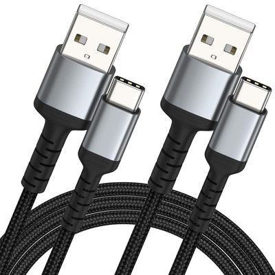 2m USB C Kabel 2Pack, Nylon USB A auf USB C 3A Ladekabel Typ C Schnellladekabel