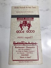 Expo 67 Montreal Restaurant Champlain Matchbook Cover
