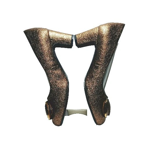 Zapatos de vestir ASHRO para mujer sin cordones tacón alto arrugado talla 10 M bronce NUEVO Foto 3 de 4