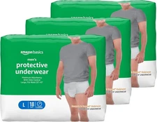 Amazon Basics Incontinence Underwear, Men, Maximum Absorbency, Large, 54 Ct, New