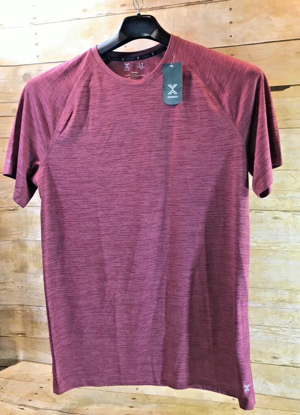 XERSION EVERAIR TRAINING TEE PERFORMANCE SS T SHIRT MARLED PURPLE MENS LT $30