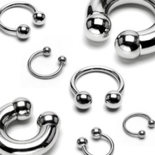 Pair Surgical Steel Circular Horseshoe Barbell with Ball Lip Septum 18G thru 00g