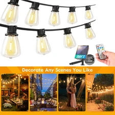 80FT Outdoor Solar String Lights for Patio Waterproof Connectable ST38 LED Light