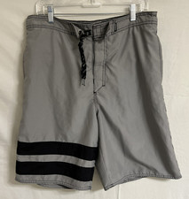 Joe Boxer Men's Swim Board Trunks Size Large Gray with Black Leg Stripes