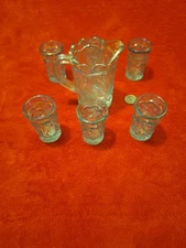 7 Piece Iridescent Mini Pitcher and 6 Glass Set