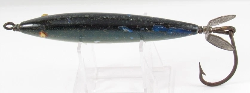 复古 Pflueger 混合蓝色背面 Catalina Minnow 2777 罕见彩色诱饵 — 第 3/4 张图片