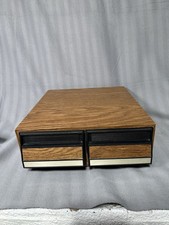 Cassette Tape Cabinet 2 Drawer Holder Faux Wood Storage Case Holds 24 Vintage