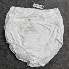 10 Pair Hanes 100 Cotton Women  s Brief Panties Size 8 XL White Granny Panty