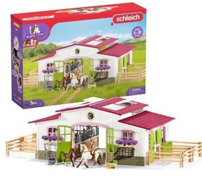 Schleich Horse Club - 97PC Riding Center Horse Toy Playset with Rider, 2 Hors...