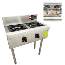 Double Burner Energy-Saving Liquefied Gas Low Broth Stove for Home & Commercial