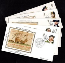 Benham Silk First Day Cover Stamps Maritime England Year 1982 Set of 5 FDC
