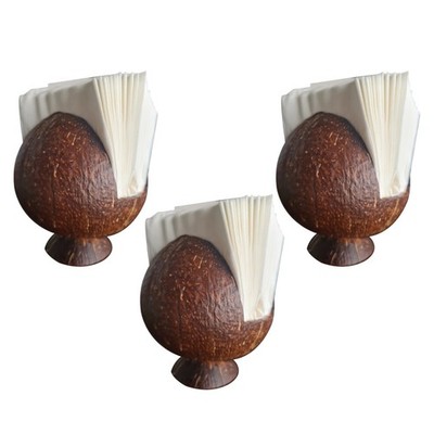 3 x Kokosnuss Schale Taschentuch/Servietten Halter für Hotel Küche Büro Umweltfreundlich