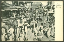 Native streets in Bombay India postcard 1910s