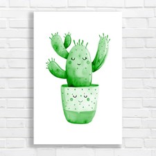 Whimsical Cactus Home Botanical Green Canvas Print Large Picture Wall Art