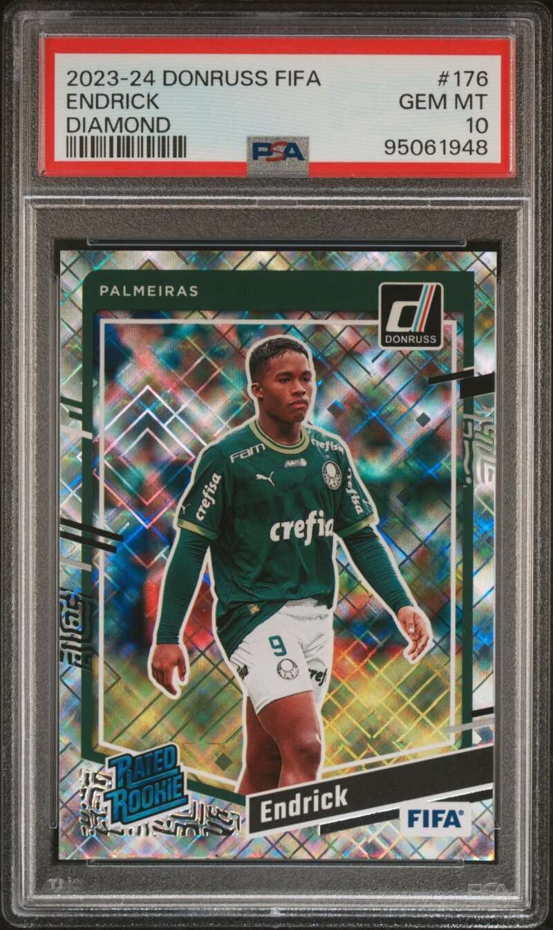 2023-24 Donruss Diamond #176 Endrick PSA 10 Low Pop Rated Rookie PALMEIRAS
