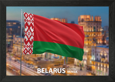 Gerahmtes Wandbild Weißrussland Flagge Poster Leinwanddruck Bild