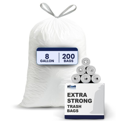 #ad Plasticplace 8 Gallon White Trash Bags 0.7 Mil 200 Case $23.49