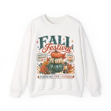 Retro Fall Festival Sweatshirt Pumpkin Pie Hayrides Crewneck Autumn Thanksgiving