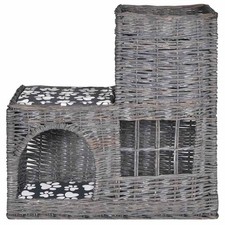 Cat House Grey Willow, Polyester Medium Lightweight Cat Tree vidaXL