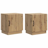 Nachttisch Set 2 StüCk Eiche Massivholz 43X34,5X47 Cm Beistelltisch Schlafzimmer