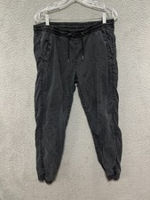 Zara Pants Womens Lyocell Pants Size Large Black Drawstring Joggers Adult