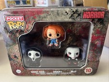 Funko Pocket POP! Figuras de terror de Chucky, Ghost Face y Billy con lata # 10