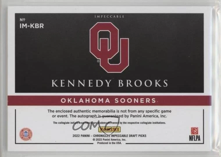 2022 Panini Chronicles Draft Picks /199 Kennedy Brooks #IM-KBR Rookie Auto RC - Image 2 of 2
