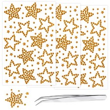 3 Sheets Star Face Gems Self Adhesive Gold Star Rhinestones Face Jewels Glitt...