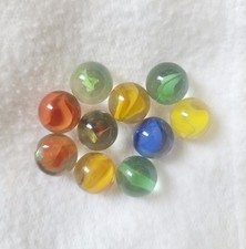 Lot Of 10 Vintage Glass Marbles King Vitro Agate Swirl Cat Eye