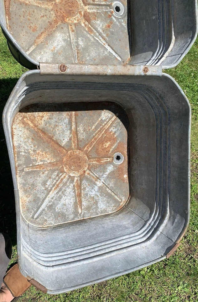 Maceta rústica galvanizada de doble lavabo vintage picnic cerveza agua de soda Foto 4 de 4