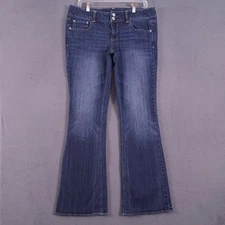 American Eagle Jeans Womens 12 Long Blue Denim Artist Low Rise Bootcut Grunge
