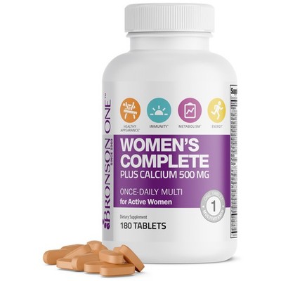 Bronson ONE Daily Women s Complete Multivitamin 180 Count (Pack of 1), Red