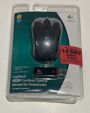Logitech V220 Cordless Wireless USB Optical Notebook Mouse Black NEW, SEALED 