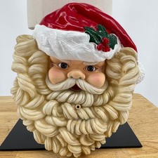 Vintage Santa Claus Head Wall Hanging Christmas Decor Sound Activated Plastic