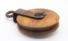 Seilrolle Umlenkrolle Flaschenzug aus Holz & Metall Vintage alt Ø 15,5 cm