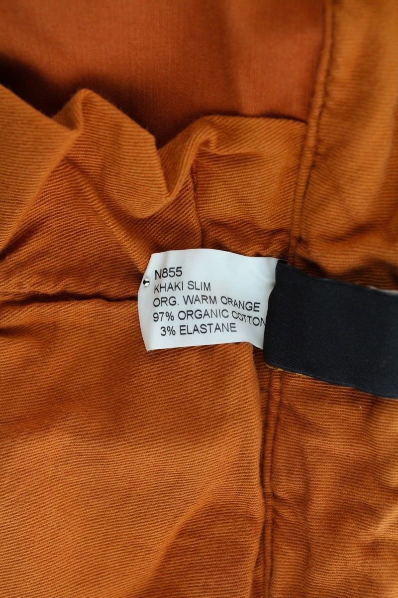 NUDIE JEANS Khaki Slim Men's W31/L32 Organic Warm Orange Chino Zip