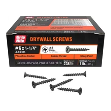 #6 X 1-1/4 In. #2 Phillips Bugle Head Coarse Thread Sharp Point Drywall Screws 1