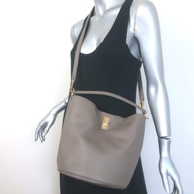 Celine Bucket 16 Bag Taupe Grained Leather Crossbody NEW