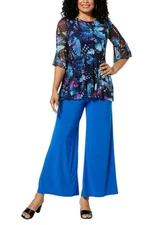 Antthony Women's 2-piece Flounce Slv Top Pant Set Butterfly Multi