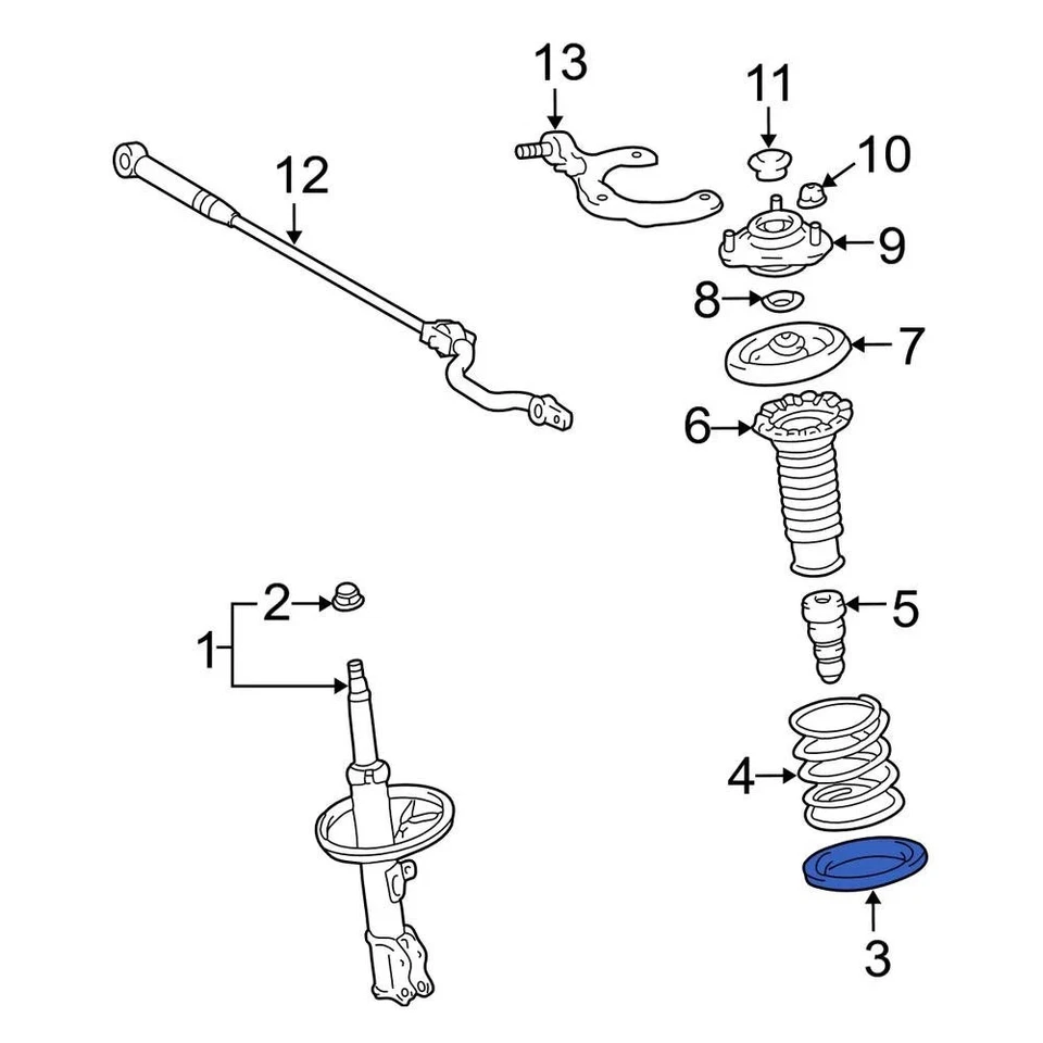 For Toyota Corolla 2003-2013 Toyota 4815802060 Front Lower Coil Spring Insulator Foto 2 de 4